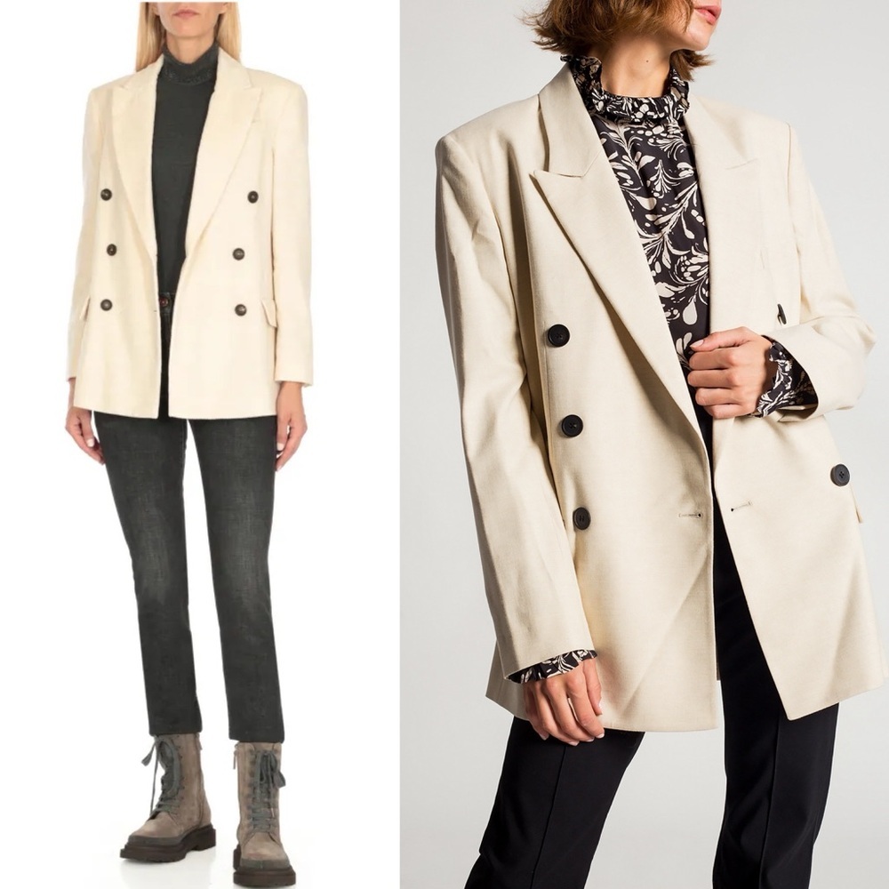 Isabel Marant Cotton Wool Blend Blazer Jacket in Ivory Size 42 (XL US) - Picture 13 of 16